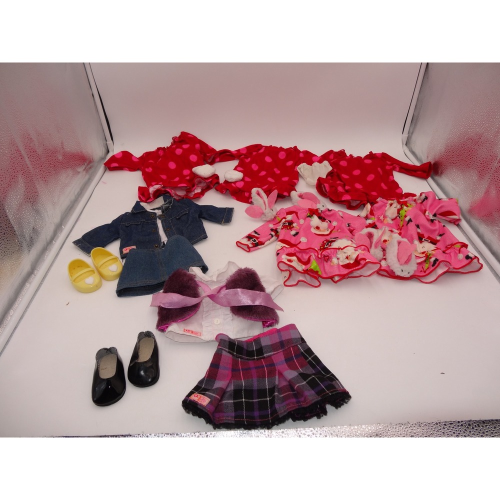 Our Generation Doll Clothes 18 Inch 2 Outfits with Shoes Pajamas Accessories Lot